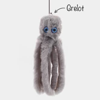 Jouet canne à pêche en bois avec pieuvre pour le chat ou le chaton