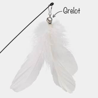 Jouet teaser avec plumes et grelot à fixer pour chat