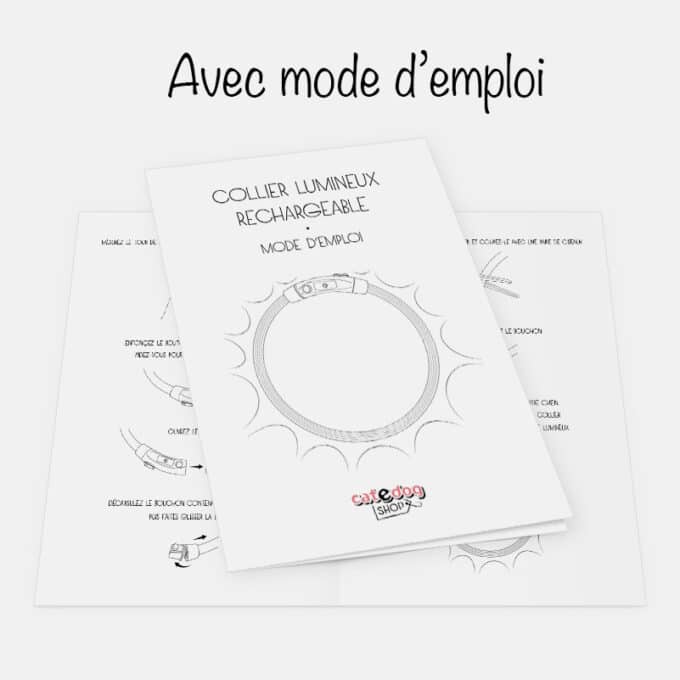 Collier lumineux rechargeable chien à poil long ou court de XS à XL