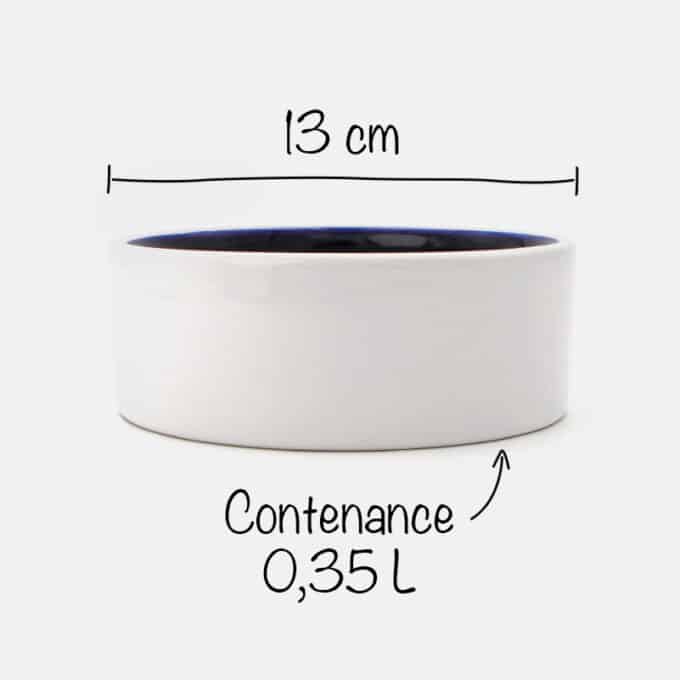 Gamelle céramique pour chat blanc et bleu