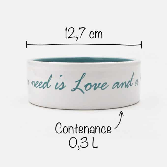 Gamelle céramique pour chat blanc et bleu