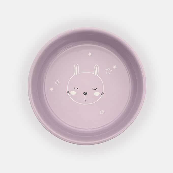 Gamelle en céramique pour chat rose lapin