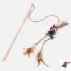 canne-peche-bois-poule-clochette-chat-3 Canne à pêche en bois et poule en tissu pour chat