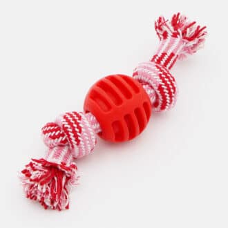 Balle avec corde à nœuds pour chien