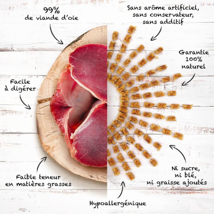 friandise-naturelle-chien-chat-premium-bouchee-oie-6 Friandises naturelles premium pour chat et chien bouchées tendres d'oie