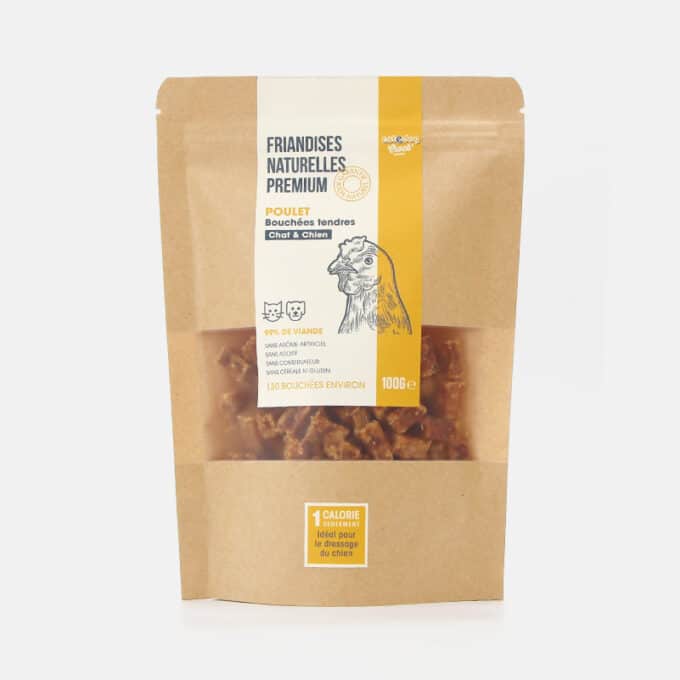 friandise-naturelle-chien-chat-premium-bouchee-poulet-4 Friandises naturelles premium pour chat et chien bouchées tendres de poulet