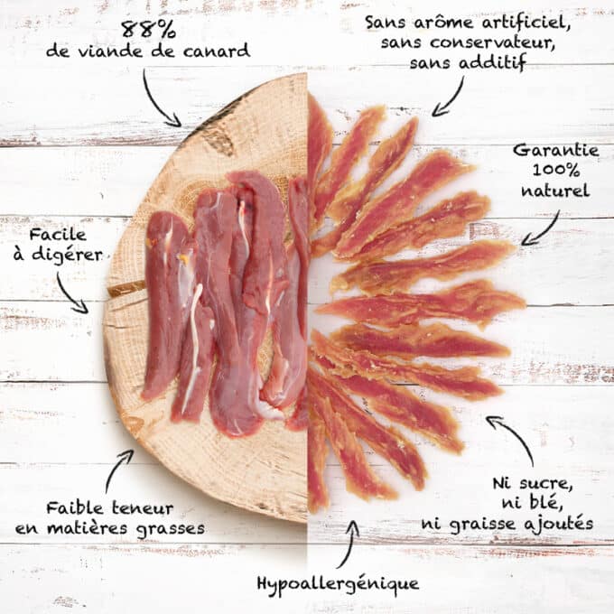 friandise-naturelle-chien-premium-filet-canard-5 Friandises naturelles premium pour chien filets de canard