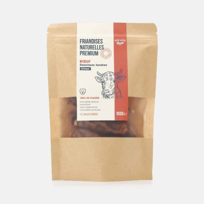 friandise-naturelle-chien-premium-saucisse-boeuf-2 Friandises naturelles premium pour chien saucisses de bœuf