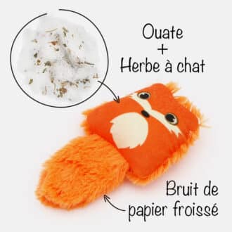 jouet coussin herbe à chat en peluche qui fait du bruit