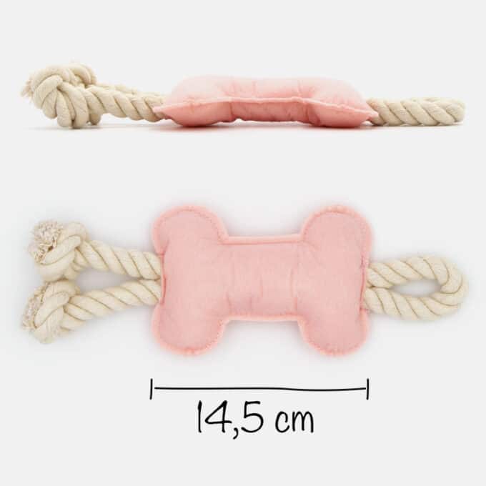 Os en tissu avec corde à nœuds pour chien