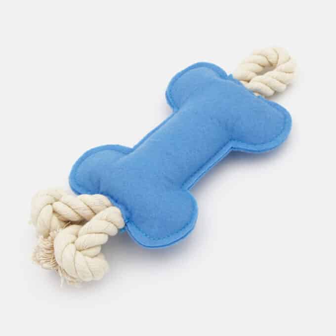 Os en tissu avec corde à nœuds pour chien