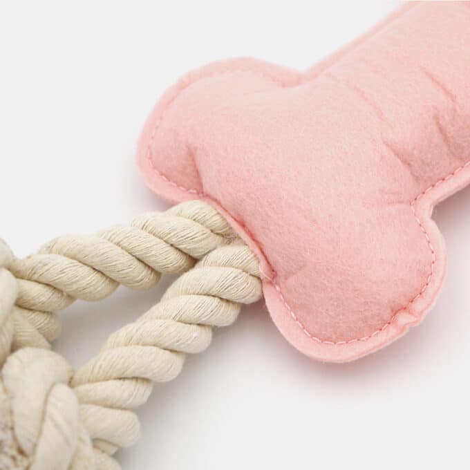 Os en tissu avec corde à nœuds pour chien