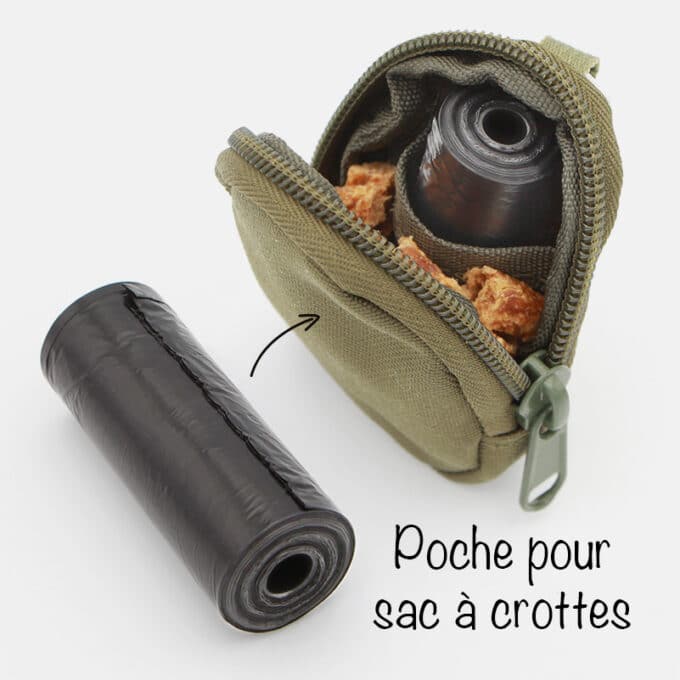 sac-pochette-friandises-chien-chat-education-6 Sac à friandises pour chien avec mousqueton en forme de pochette sac à dos