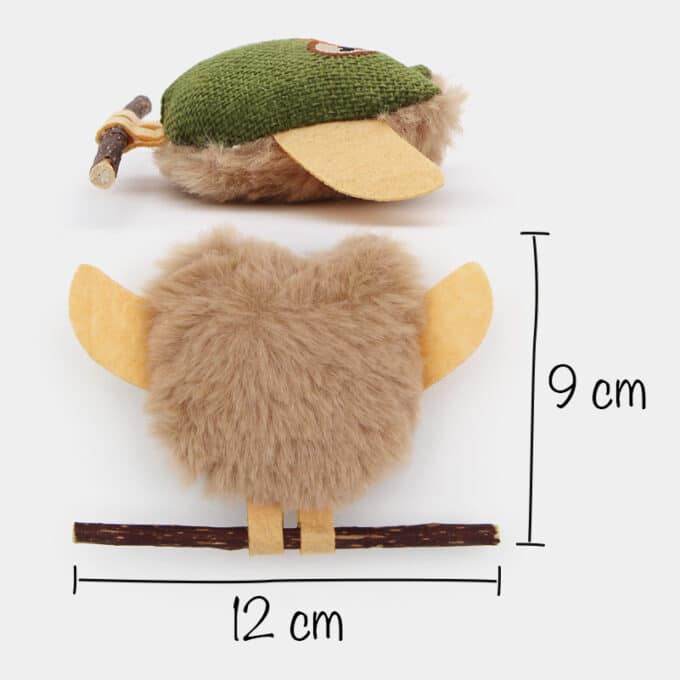 baton-stick-matatabi-peluche-herbe-chat Jouet constitué d'un bâton de matatabi et d'un hibou en peluche