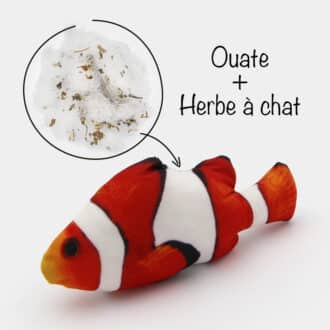 Jouet poisson clown pour chat avec herbe à chat
