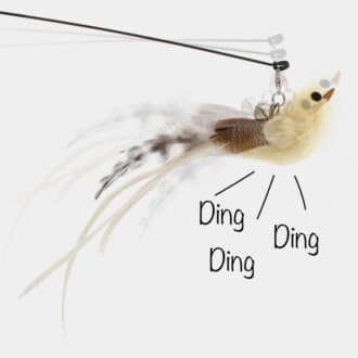 Baguette teaser avec oiseau réaliste et grelot pour chat