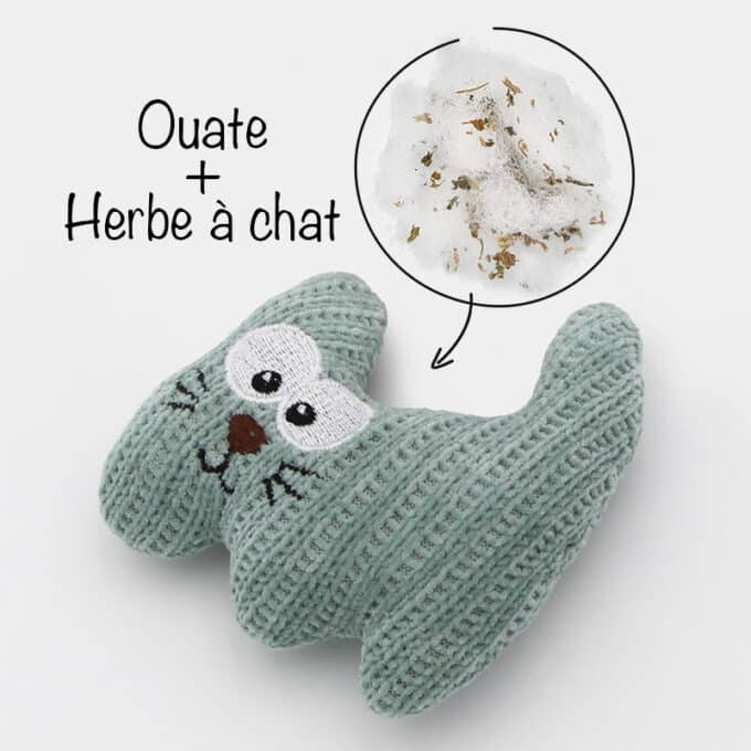 peluche-chat-cataire-herbe-chat-3 Peluche en forme de chat à l'herbe à chat cataire