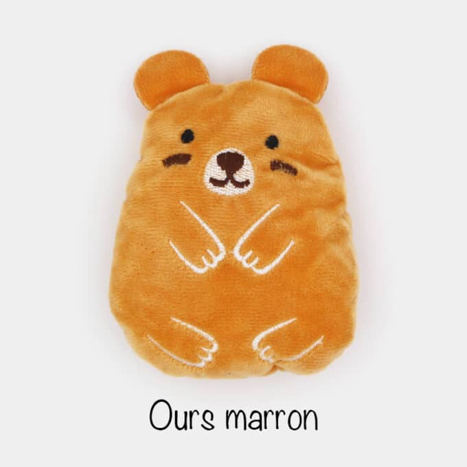 Peluche qui fait un bruit de papier froissé et avec une odeur de cataire herbe à chat