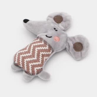 Peluche souris grise en tissu avec herbe à chat cataire