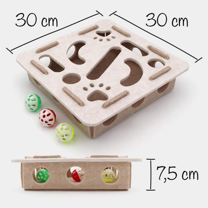 Jouet interactif pour chat boite avec trous et balles