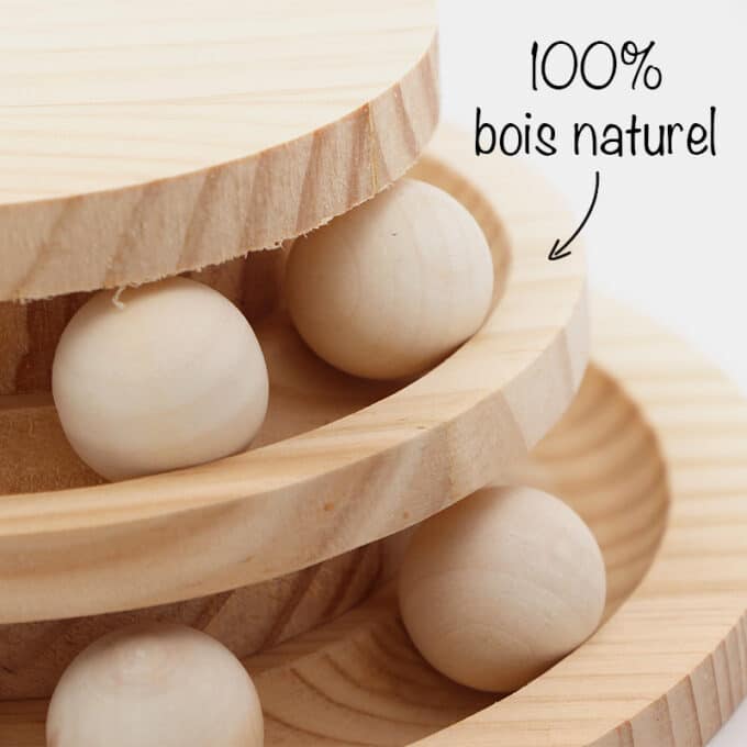 Tour avec balles en bois pour chat