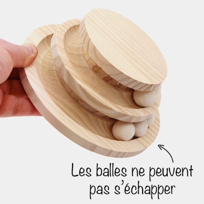 Tour avec balles en bois pour chat