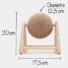 Grosse balle en sisal qui tourne sur socle en bois pour chat